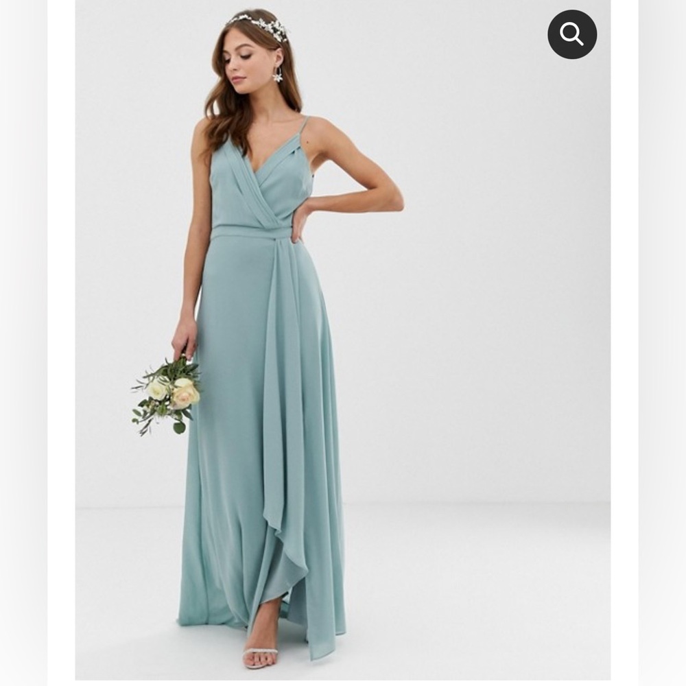 TFNC London Bridesmaid Reynalda Chiffon Sage Green Gown